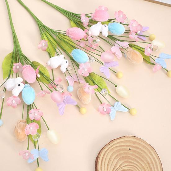 Easter Artificial Flowers Easter Colorful Egg Decoration DIY Party Bouquet with Rabbit Egg Charms Spring Home Table Centerpiece