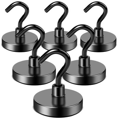 Ganci Magnetici Ganci Magnetici Neri Magneti al Neodimio Forti con Ganci Piccoli Ganci Magnetici Metallici per Frigorifero Armadietto