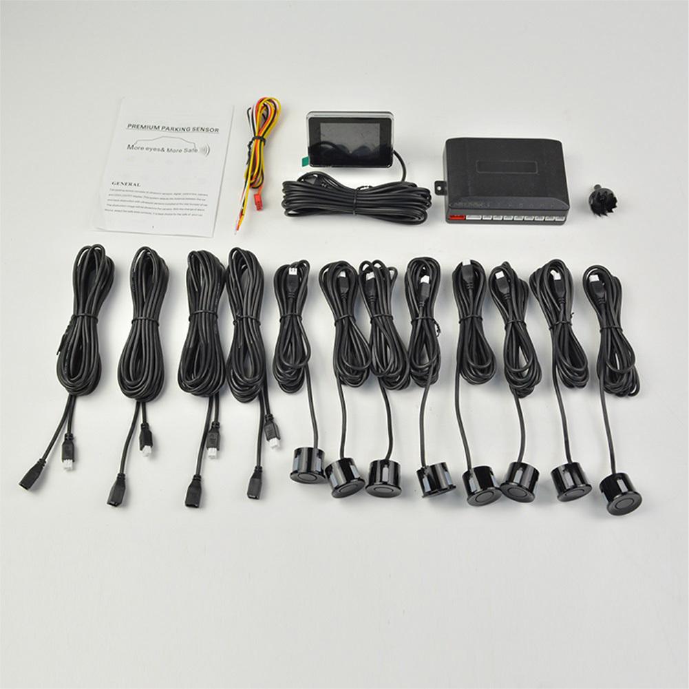 Car Reverse Backup Parking Sensor System With 8 Parking Sensors 12V LCD Display Backup Reversing Assistance Aid Kit