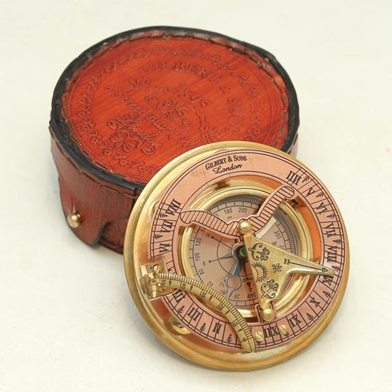 

8,89 см Латунный Солнечный Компас с Кожаным Чехлом Gilbert Sons London 1895 Реплика Морской Подарок Возможность Гравировки