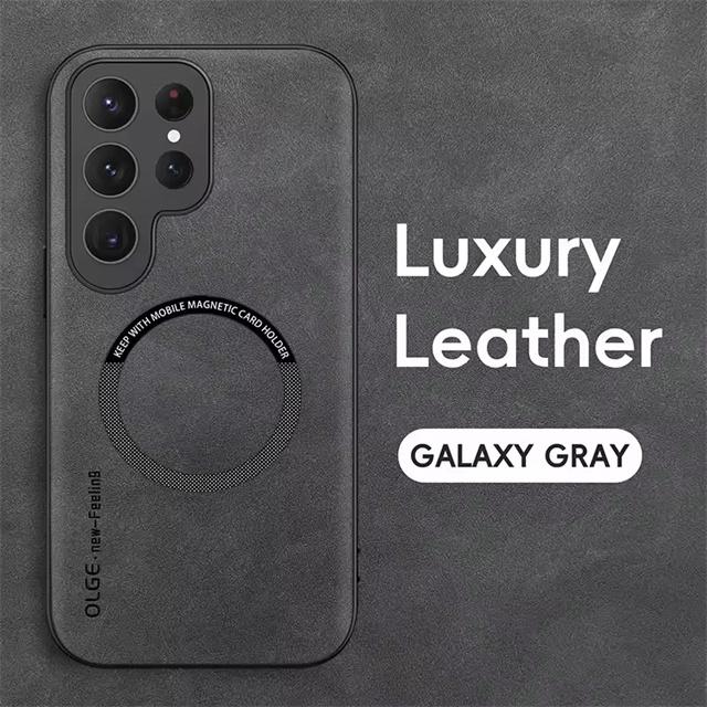 For Magsafe Luxury Leather Shockproof Case For Samsung Galaxy S25 S24 Ultra S23 S22 S21 Plus FE Wireless Charging Magnetic Cover