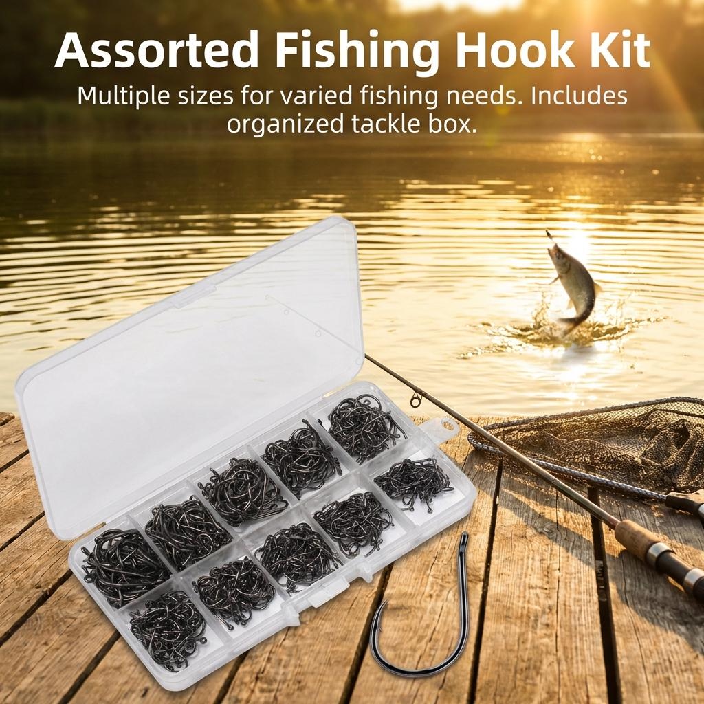 High-Strength Iseama Fishing Hooks 500Pcs 3-12# Hole Design Outdoor Fishing Accessories