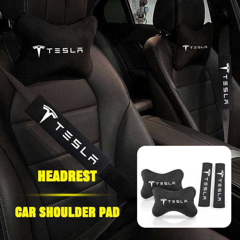 New Fashion Car Seat Belt Protection Shoulder Pad Headrest Neck Pillow For Tesla Model 3 Model S Model Y Model X Roadster SpaceX