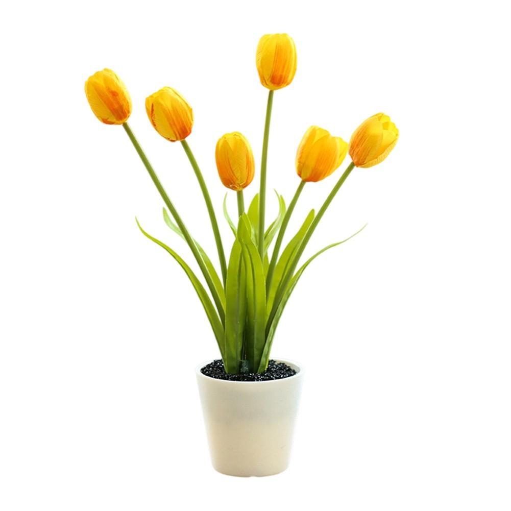 

Искусственные растения тюльпаны украшение дома горшечные цветы yellow