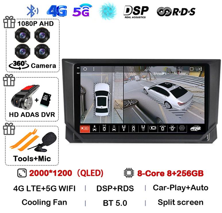 Android 14 Carplay Auto 4G+WIFI Car Radio for SEAT Ibiza 2017 2018 2019 2020 Stereo GPS Multimedia Video Player 360 Camera Audio