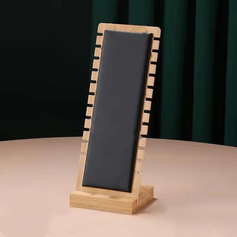 Premium Vertical Bamboo Necklace Display Stand for Home Store - Space-Saving Rustproof Durable Jewelry Organizer with Showcase
