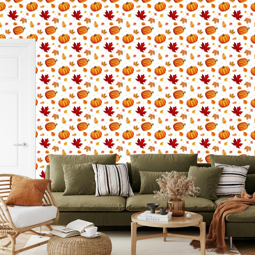 Autumn White and Peach Wallpaper for Living Room and Bedroom 50x1000