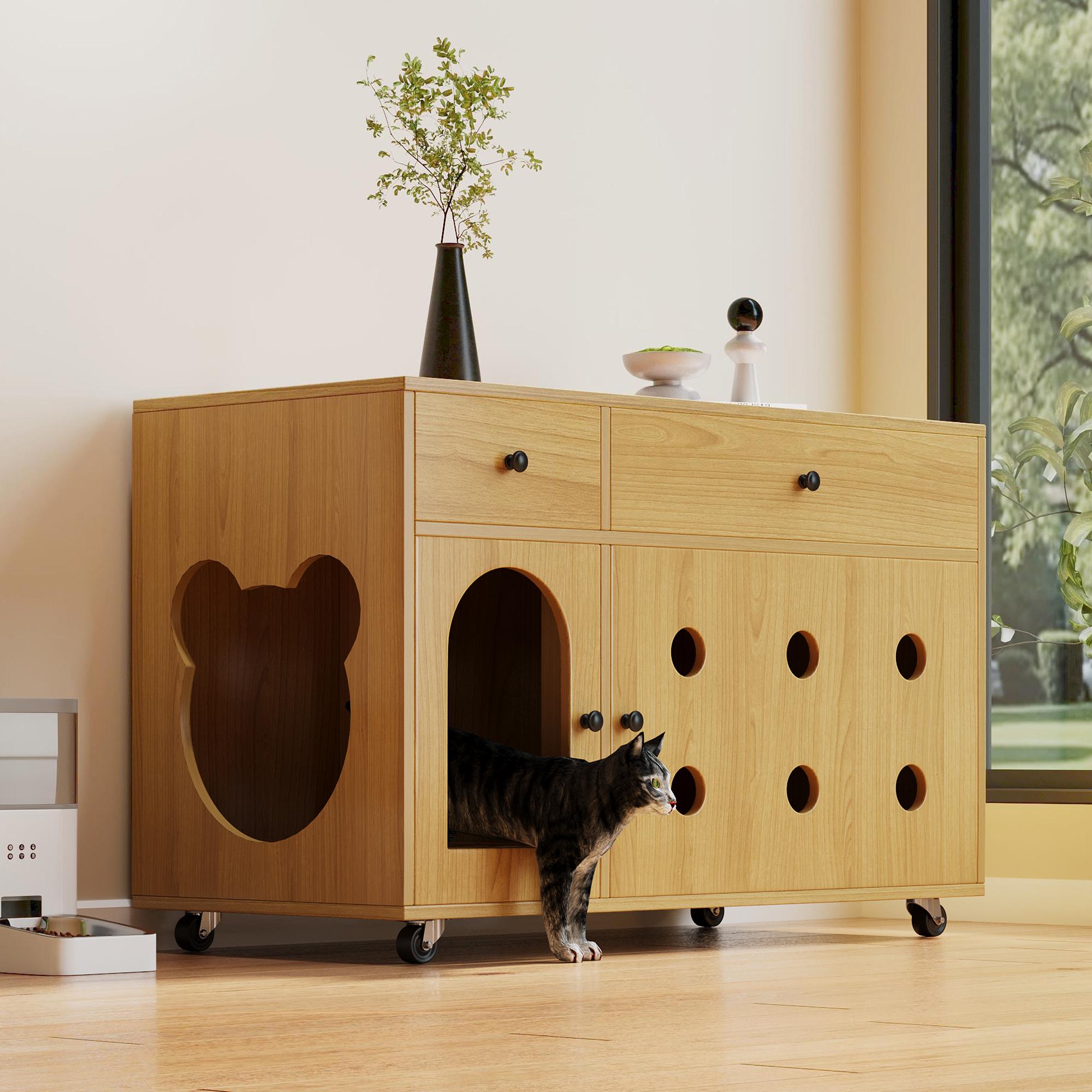 Cat Litter Box Cabinet-Cat House with