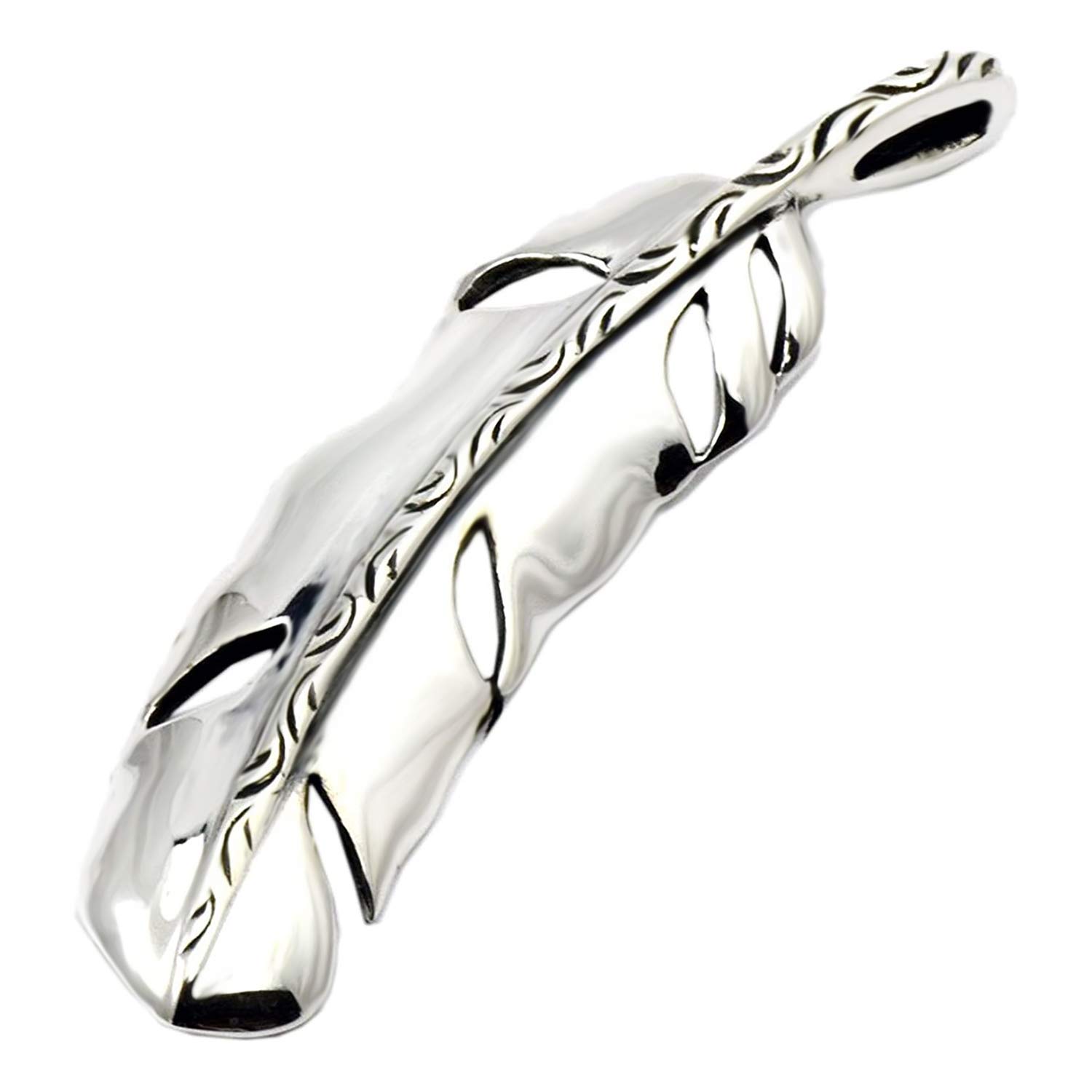 [STERLING SILVER 925] Silver Indian Feather Native American Pendant for Men and Women AMTHGTO-021