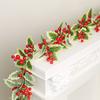 Simulated Christmas Rattan Vine No Maintenance Faux Willow with Red Berry Garland Wedding Party Home Decor