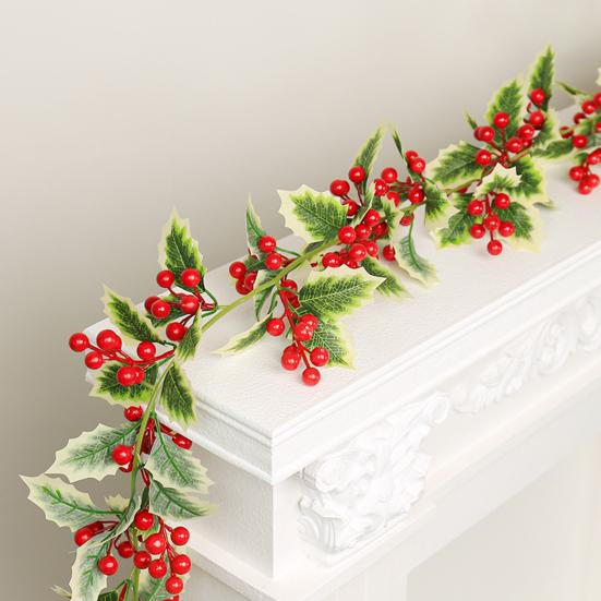 Simulated Christmas Rattan Vine No Maintenance Faux Willow with Red Berry Garland Wedding Party Home Decor