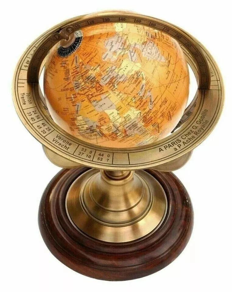 

Vintage Brass Antique Armillary Globe Tabletop Marine Sphere Globe Nautical коричневый