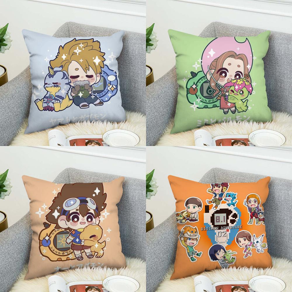 DDigimon Adventure Pillow Case For Car Sofa Decorative Home Doublesided Print Plush Square Throw Pillow Cushion Cover