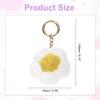Uxcell 5.1" Flower Plush Keychain, Mink Fur Pom Pom Flower Bag Decoration, Rex Floral Petal Pendant, Car Key Ring, Bag Decoration, Handbag Buckle,