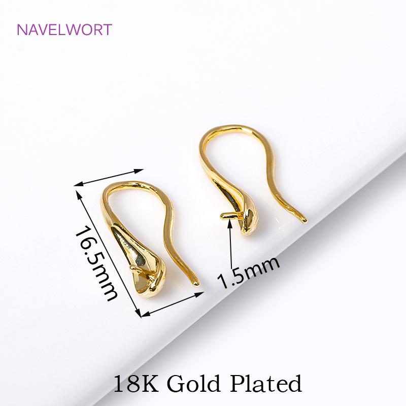 18K Gold Plated Brass Earring Hooks For Jewelry Making,Earwire,Earrings Hook Wire Mounting,DIY Earrings Making Accessories