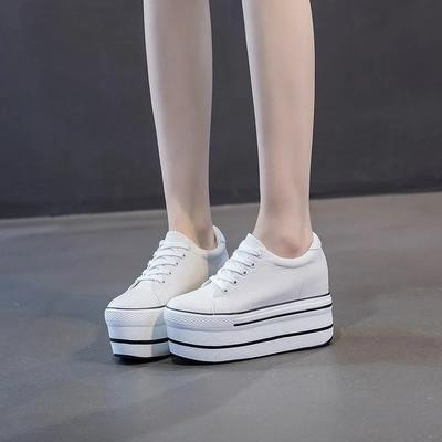 NEUE Mode Canvas Schuhe Atmungsaktive Damen Super High Heel Sneakers Plateau Schuhe Damen Herbst Damen Chunky Vulkanisierte Sneaker