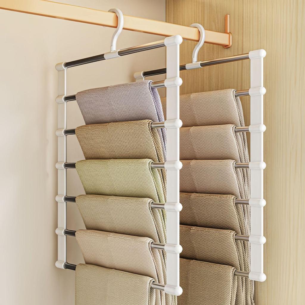 Cloud Ladder Multi-Layer Non-Slip Pant Rack: Multi-Functional Folding Hanger for Seamless, Anti-Slip Storage of Pants.