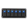 12 24V 6 Gang Rocker Switch Panel for Car RV Boat Yacht Marine Blue LED
