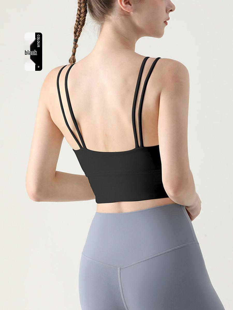 

Женский спортивный бюстгальтер из лайкры высокой интенсивности с деталью на спине и нагрудными вкладышами S чёрный