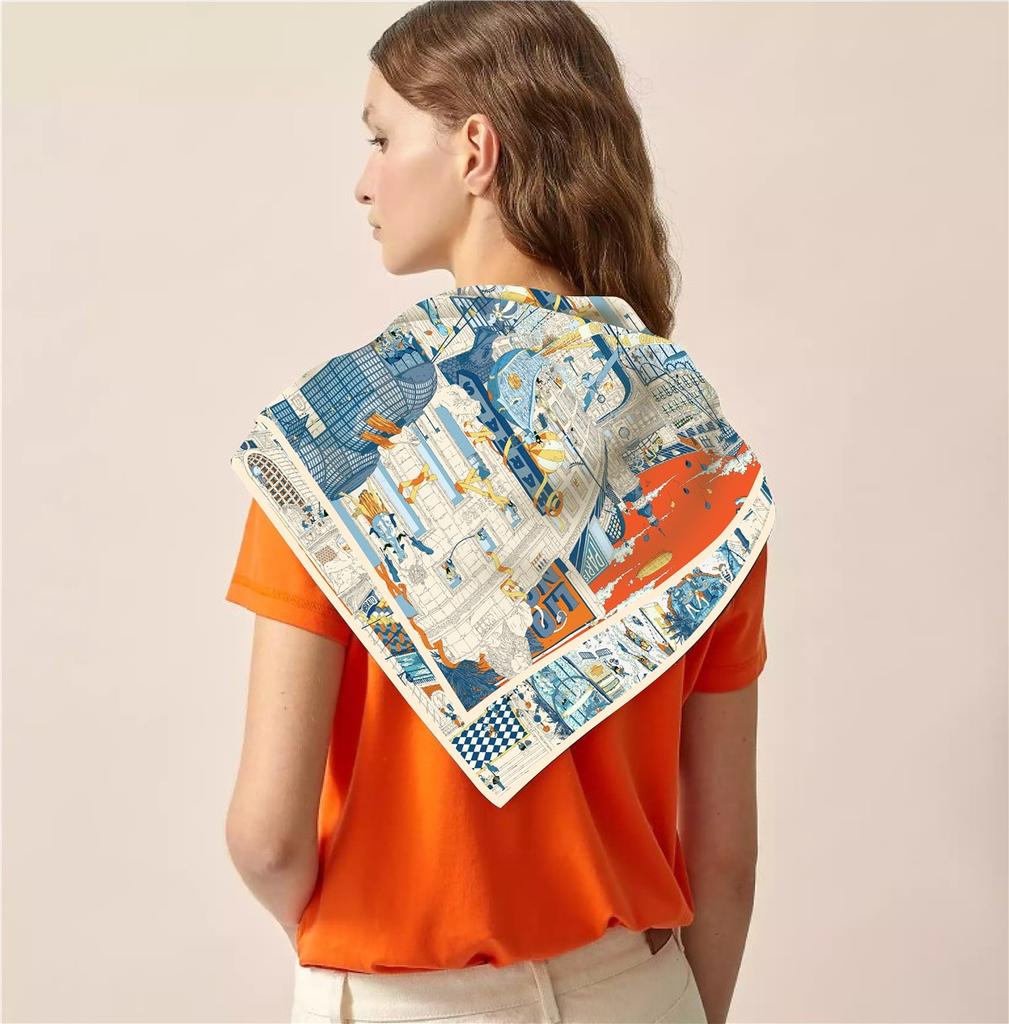 New Summer Air-conditioned Room Warm Square Scarf French Fashion Women's Shawl Gift Fashion Trend Headscarf