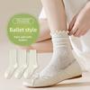 Damskie letnie cienkie siateczkowe oddychające bawełniane skarpetki do połowy łydki w stylu baletowym