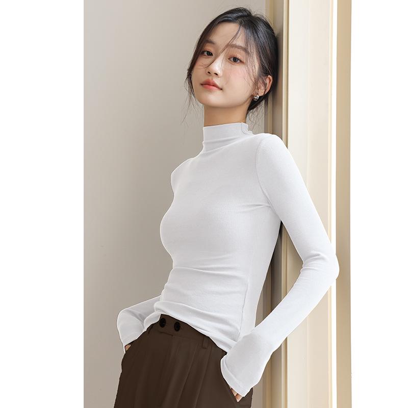 

Женская черная футболка с длинным рукавом из модала, средний вырез, тонкий стиль, идеально подходит для весны/осени. M (90-120 lbs)