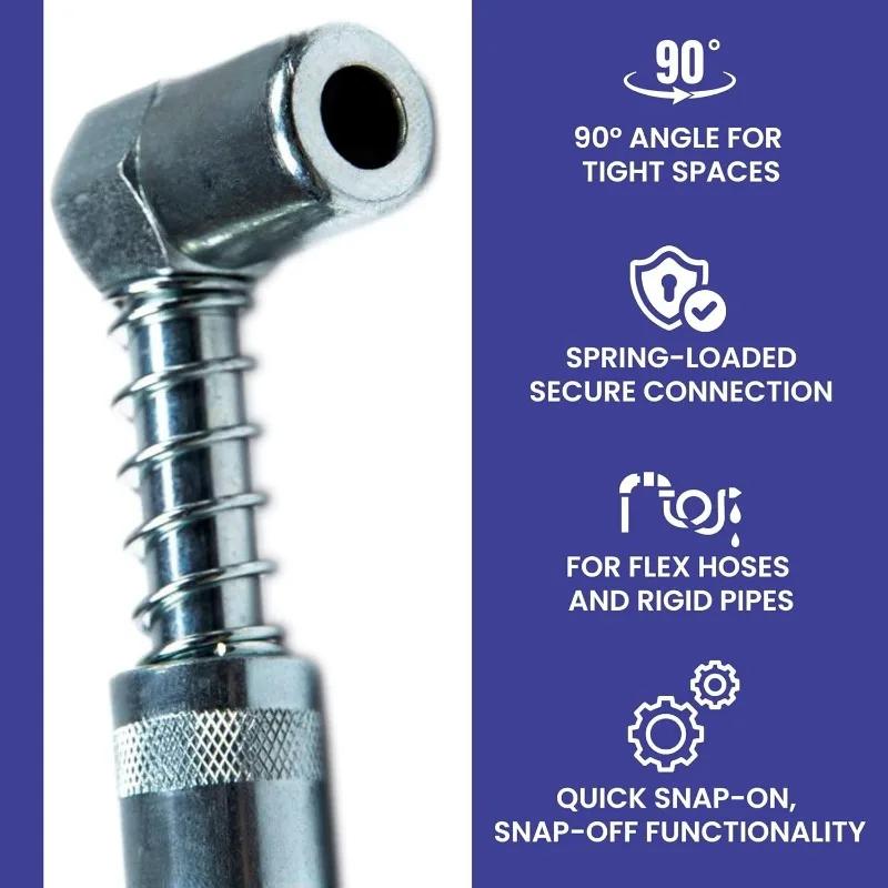 Connect 90 Degree Grease Coupler No Mess Nozzle Adapter Tool Fast Lubrication for Heavy Machinery Fleet Maintenance Time Saver