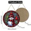 Rustic Buffalo Plaid Snowman Cardinal Print Round Wooden Hanging Plaque Winter Wall Decor Festive Front Door Sign Home Holiday Ornament