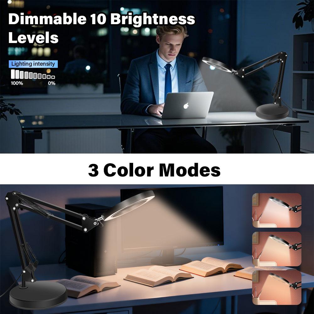 (LED Light with 3 Color Adjustment)10x Desktop Magnifier Table Lamp USB Is Suitable for Welding, Repair, Work,reading Table Lamp
