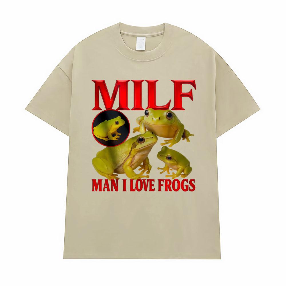 Funny I Love Frogs Gift Meme Lover Printed Tshirt Men Women Vintage Toad Y2K Fun Classic T Shirts 100% Cotton T-shirt Streetwear