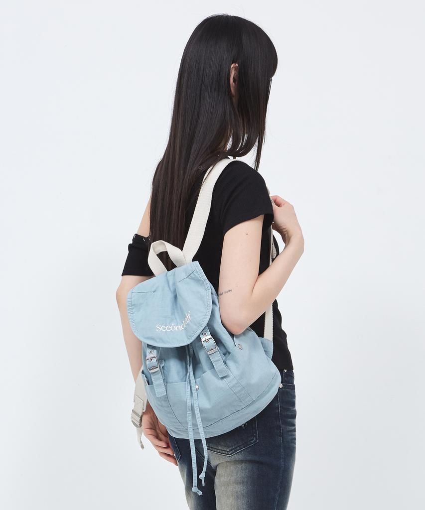 Secondsalt Washed Denim Mini Backpack (Sky Blue)