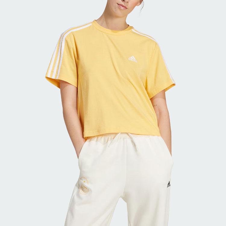New Adidas Essential Drop Shoulder Sleeve T Shirt Women's Light Yellow IS1575