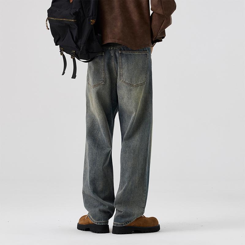 Loose Straight Jeans for Men's American Retro Wide-leg Niche Casual Trousers