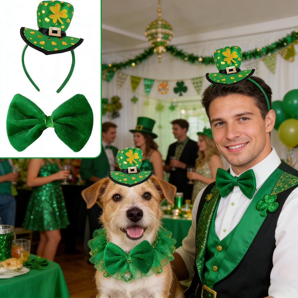 St Patrick Day Dog Bow Tie Dog Bow Tie Green Style Pet Samll Dog Bowtie Dog Cat Bowties Small Dog Grooming Accessories