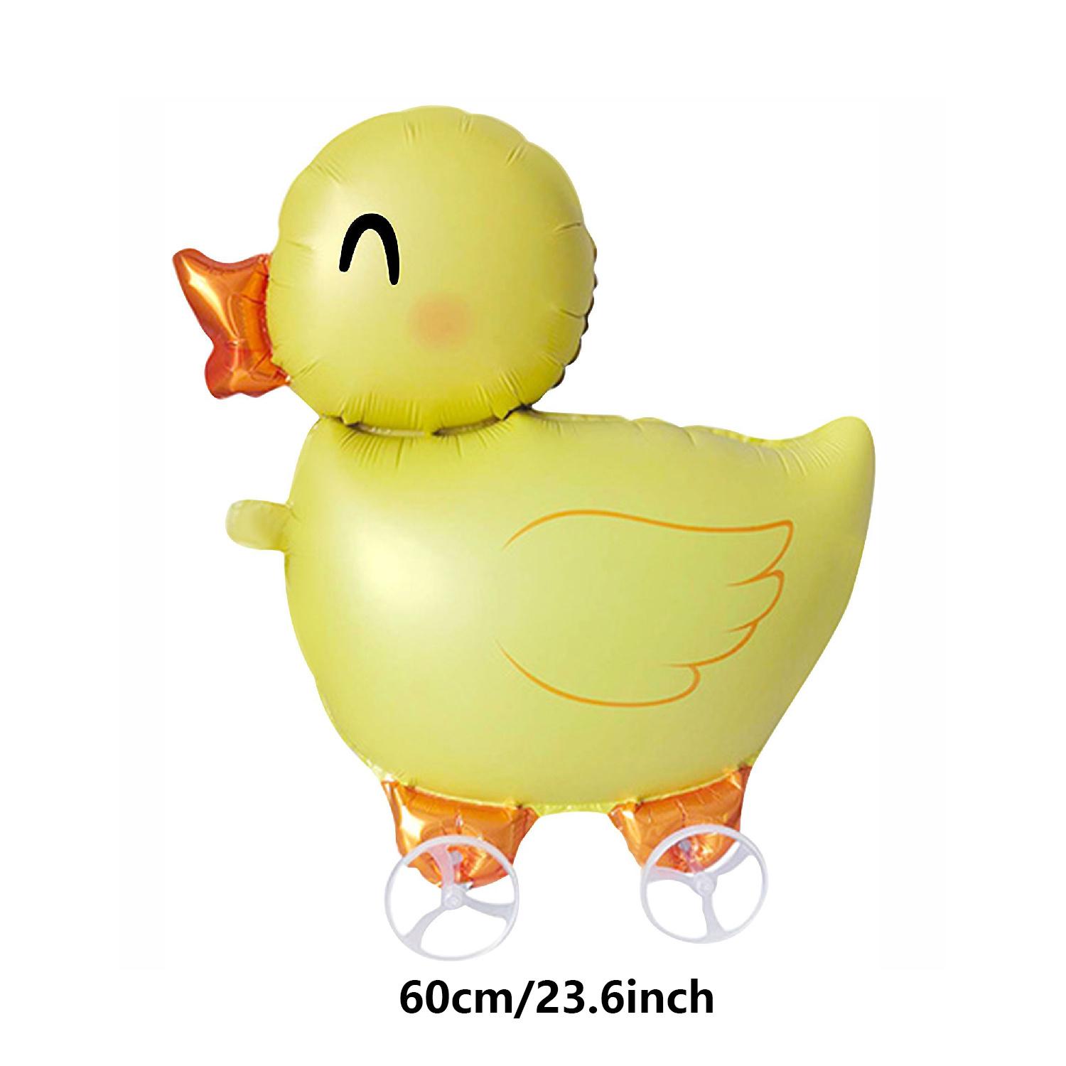 

1pcs 20 Inch Yellow Duck Aluminum Foil Balloon with Wheels Cute Animal Birthday Decoration Balloon Children s Baptism Gifts As Shown