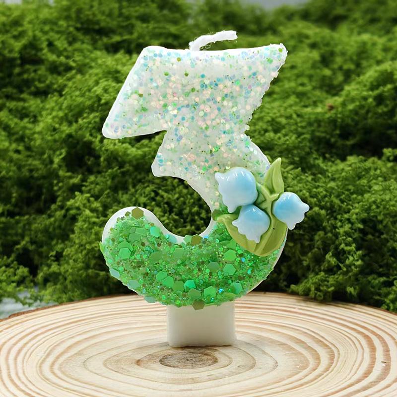 Lily of The Valley Flower Multi-Specification Creative Digital Candle Handmade Cake Decoration Premium Party Children's Year-old Candle