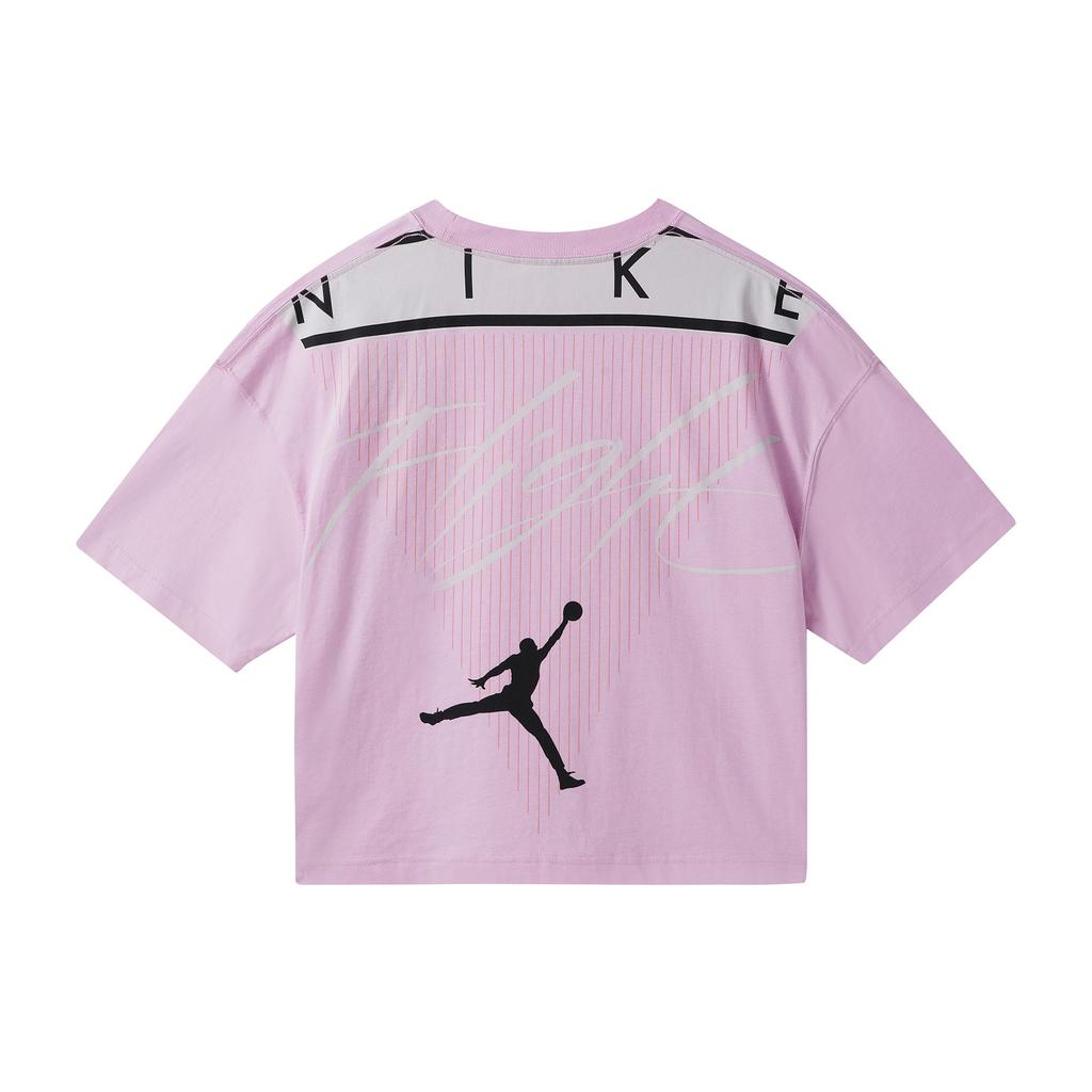 Jordan Essential Casual Sport Round Neck Short Sleeve T-Shirt Women Tops Pink DC2154-676