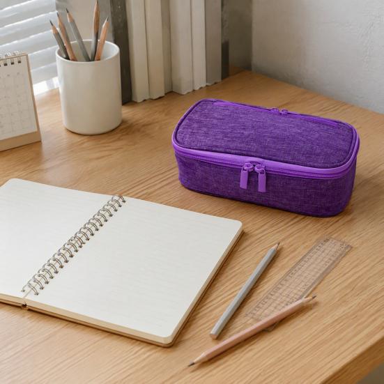 Portable School Supplies Bag Multi-compartment Pencil Case, Large Capacity Durable Stationery Organizer, Polyester Compact Wear-resistant Pouch