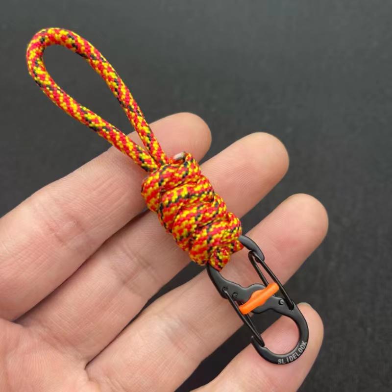 Kompaktní paracordový klíčenka proti krádeži s uzamykatelným hákem a přezkou Figure 8 pro venkovní použití
