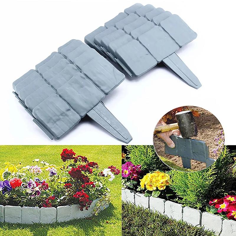 10 Stück Gartenzaun Imitationsstein Pflanzenstützpfahl Outdoor Einfassung Dekorative Bordüre DIY Rasen Hof Landschaft Pflanzenzaun