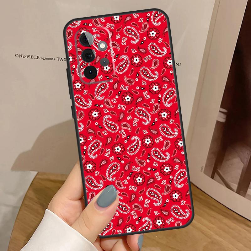 Red Bandana Paisley Funda For Samsung Galaxy A15 A25 A35 A55 A52 A32 A12 A14 A34 A54 A51 A71 A53 A13 A33 Case