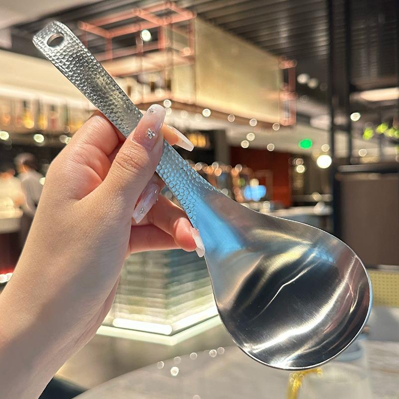 Stainless Steel Spoon Korean Long Handle Tableware Thicken Stirring Ice Spoon Meal Spoon Household Dinner Spoon