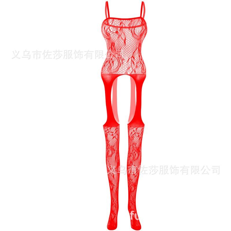 Sex Underwear Black Large Size Sexy Suspender One-piece Sexy Jacquard Open-file Mesh Suit