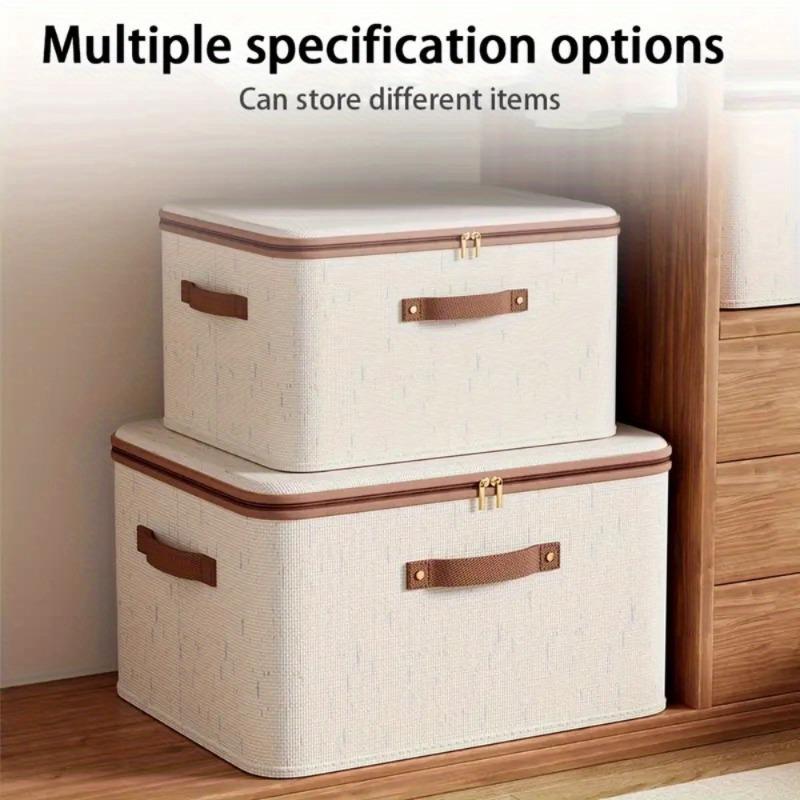 1 buc Cutie Depozitare Bumbac In cu Capac Organizator Haine Jucării pentru Casă Dormitor Recipient Depozitare Material Durabil