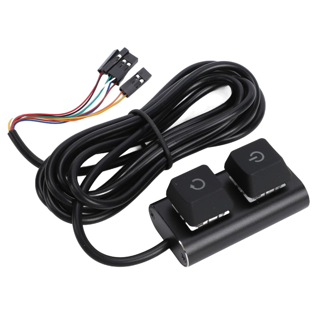 Desktop Computer Power Switch ON Off Reset PC External Power Supply Switch with 7 Color LED Lights 2m Cable