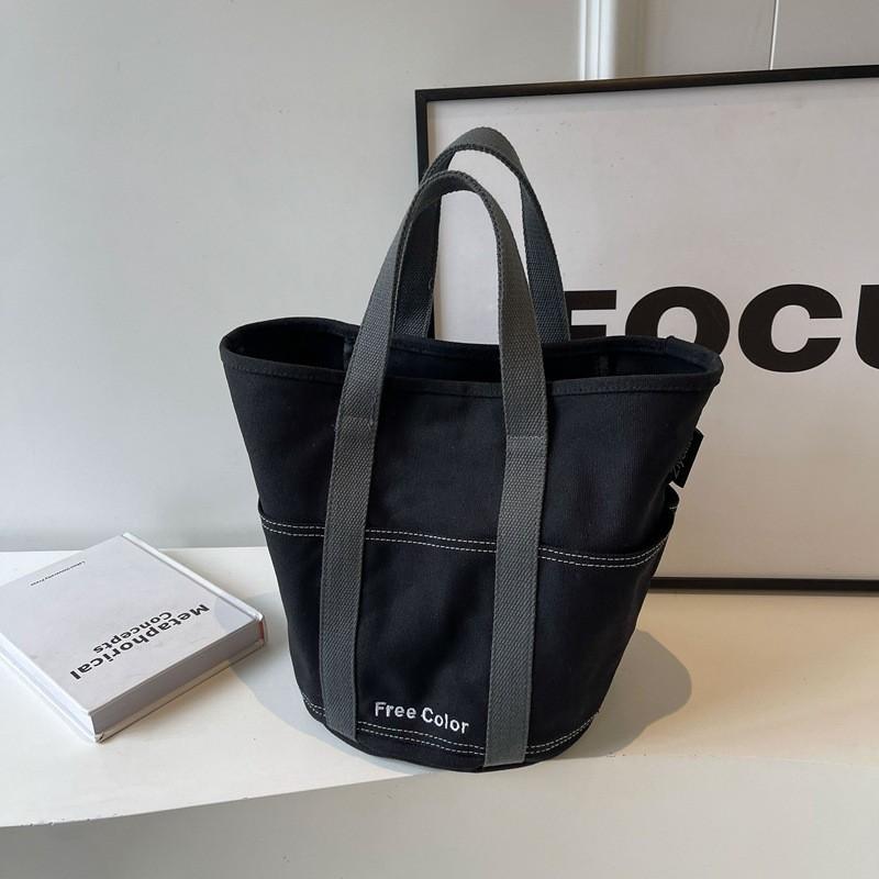 Trendy Canvas Tote Bag 2024 New Arrival Big Handbag For Daily Outings With Magnetic Closure чёрный