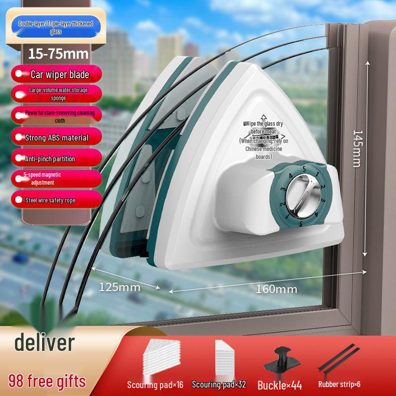 Strong Magnetic Triple-Layer Glass Cleaning Squeegee for High-Rise Windows