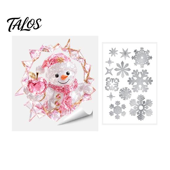 No Residue Wall Stickers 2Pcs Stained Glass Style Christmas Window Clings, Double‑Sided Printed Xmas Static Decals, Snowman Santa Reindeer