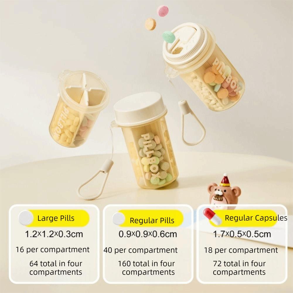 Portable 4 Grids Pill Box Moisture-proof Pill Storage Box Portable Pill Dispenser  for Home