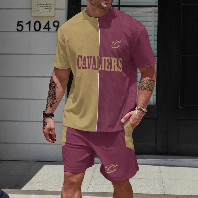 Men's Summer 3D Printed Casual Set Fashionable Comfortable Loose Color Printed Ball Sport Wear